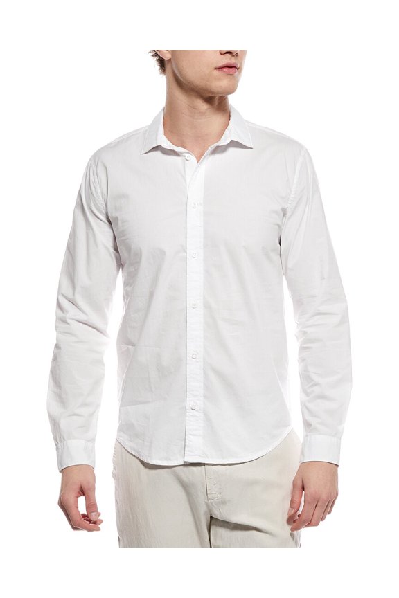 mens Poplin Button Down Shirt, s, White