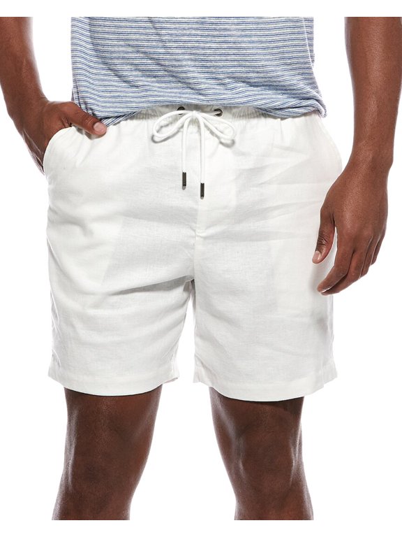 mens Stretch Linen-Blend Short, XL, White