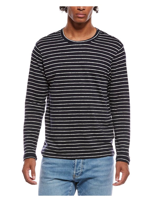 mens Stretch Linen Jersey T-Shirt, XL, Navy