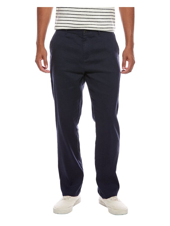 mens Stretch Linen Trouser, 36, Navy