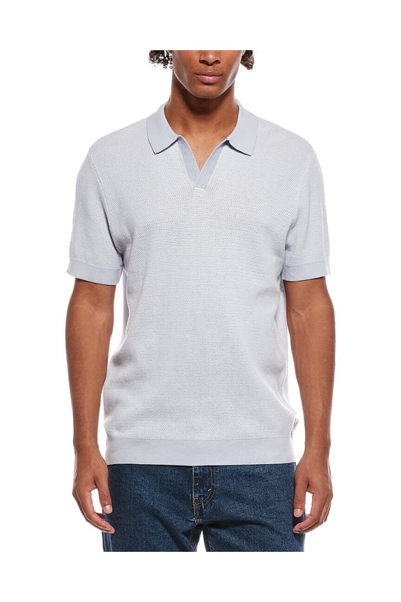 mens Textured Johnny Collar Polo Shirt, XXL, White