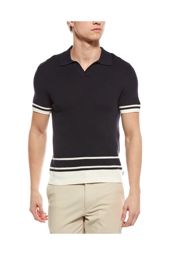 mens  Textured Johnny Collar Polo Shirt, s, White