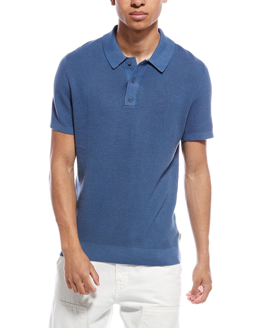 Onia mens Textured Polo Shirt, XXL, Blue
