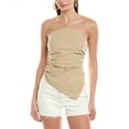 thumbnail image 1 of Onia womens  Air Asymmetrical Halter Linen-Blend Top, 0, Brown, 1 of 3