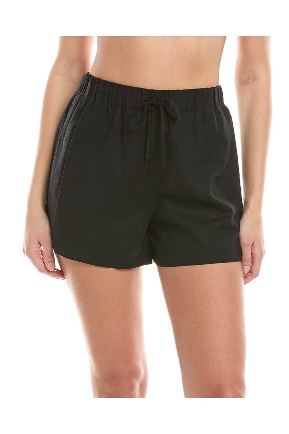 womens Air Elastic Drawstring Linen-Blend Short, s, Black