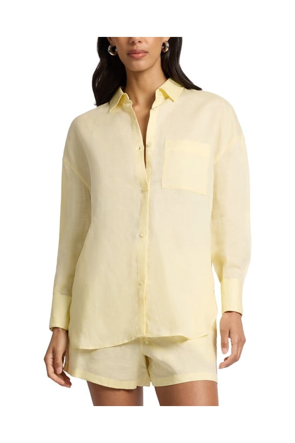 womens Air Linen-Blend Boyfriend Shirt, m