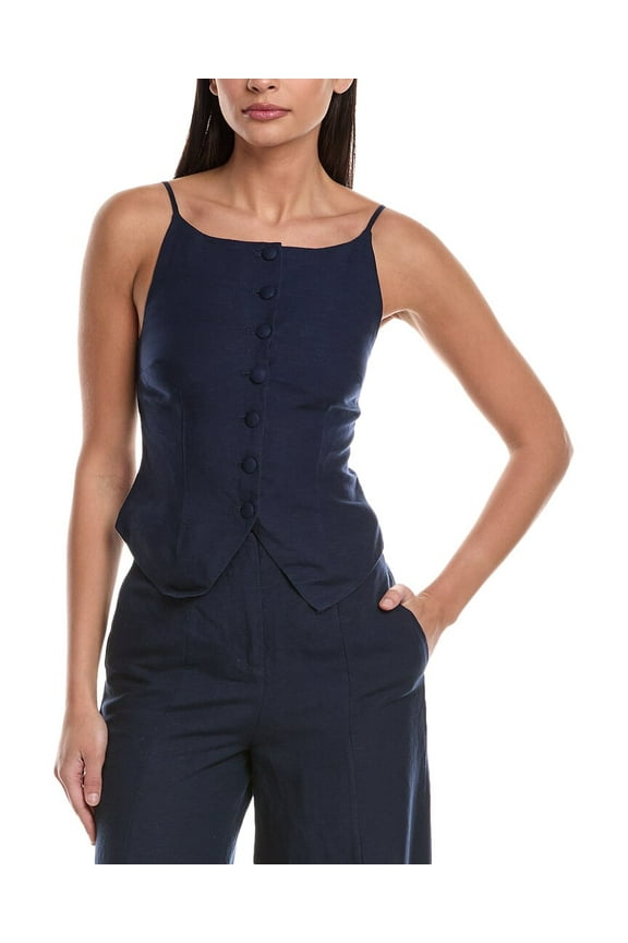 womens  Air Linen-Blend High Neck Top, 2