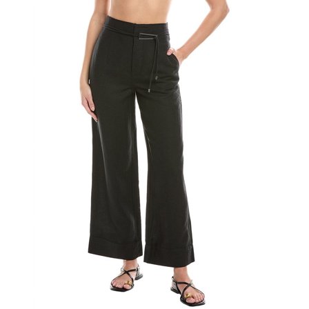 Onia womens  Air Linen-Blend Paperbag Trouser, 4, Black