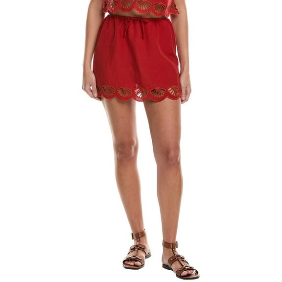 Onia womens  Air Linen-Blend Scallop Mini Skirt, XL