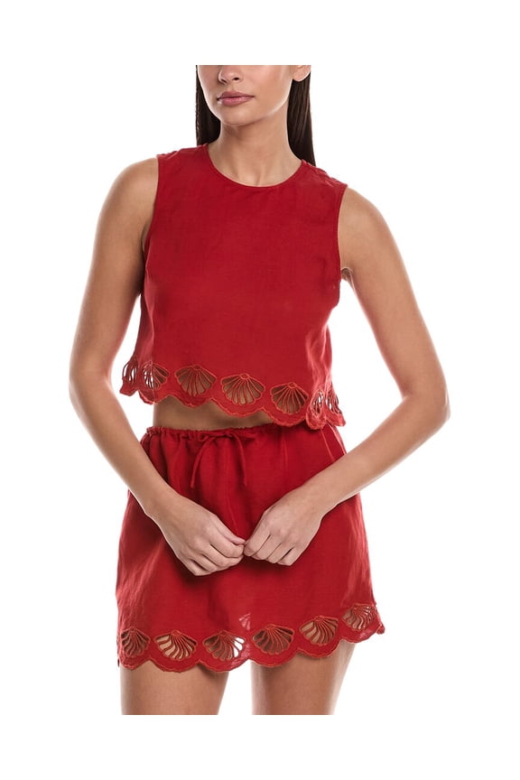 womens  Air Linen-Blend Scallop Tank, XL