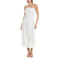 thumbnail image 1 of Onia womens  Air Smocked Linen-Blend Midi Dress, m, White, 1 of 3