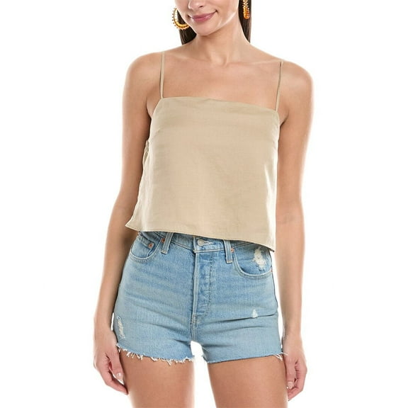 Onia womens  Air Square Neck Linen-Blend Tank, l, Brown