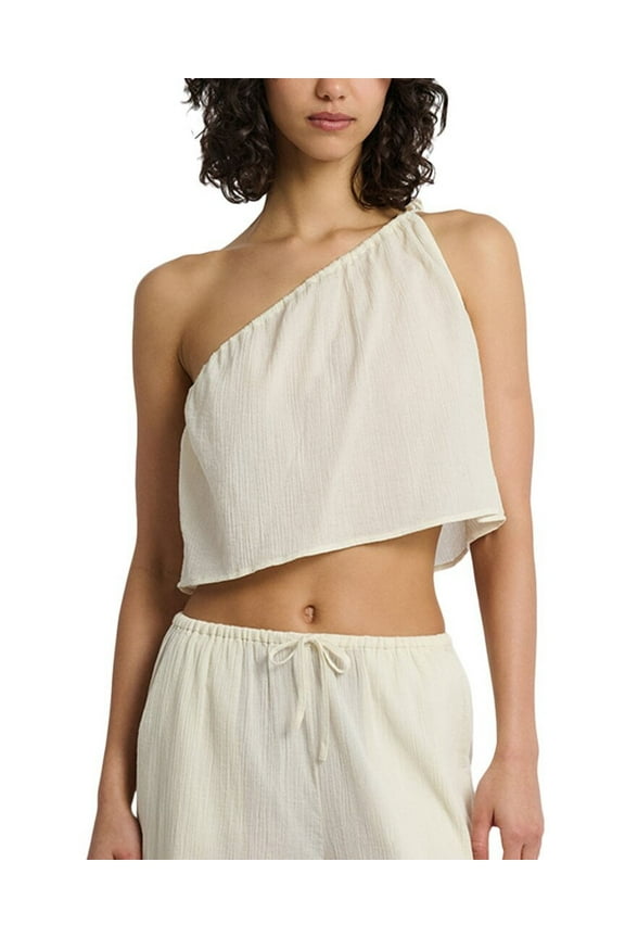 womens Crinkle Gauze One-Shoulder Top, xs
