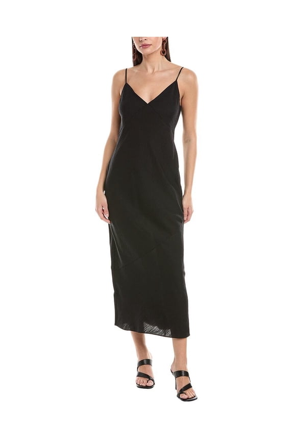womens Crinkle Slip Dress, m, Black