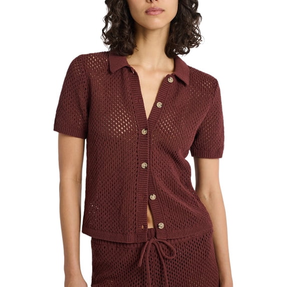Onia womens Crochet Knit Button Up, XL