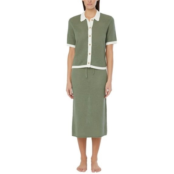 Onia womens Linen Knit Low Rise Midi Skirt, m