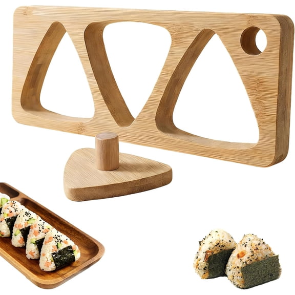 Onigiri Bamboo Rice Ball Mold Set, Come With Press Plate Triangle Sushi Mold for Japanese. Musubi Wooden Classic Maker Lunch Bento Picnic Family Home DIY