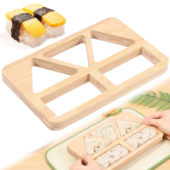 Onigiri Mold, Bamboo Musubi Press Maker Triangle Rice Ball Mold with 5 Holes for Picnic, Home & DIY Meal Making