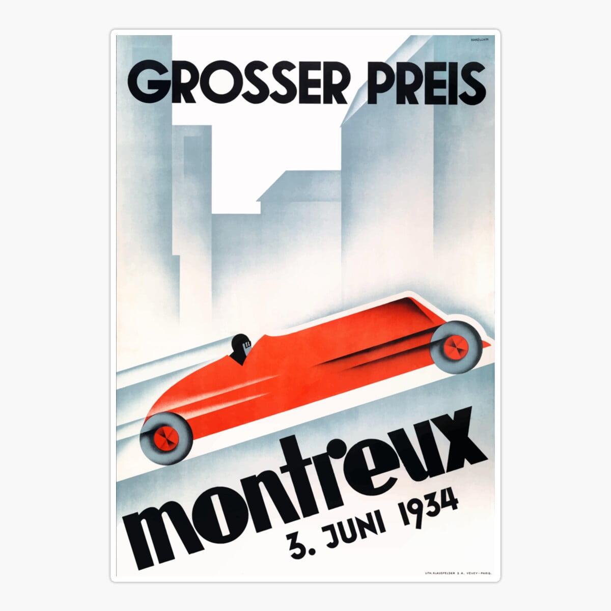 Onim 1934 Switzerland Montreux Grand Prix Racing Poster Sticker, Phone ...