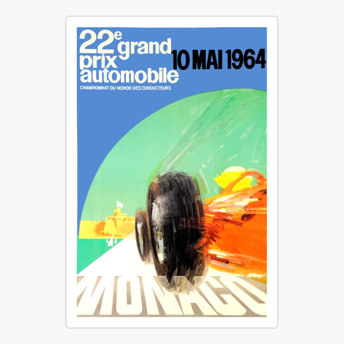 Onim 1964 Monaco Grand Prix Automobile Race Poster Sticker, Phone Decal ...