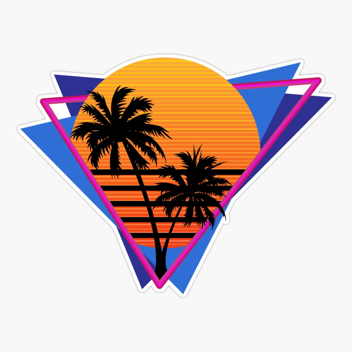 Onim 80S Inspired Synthwave Sun Design Sticker, Phone Decal Water ...
