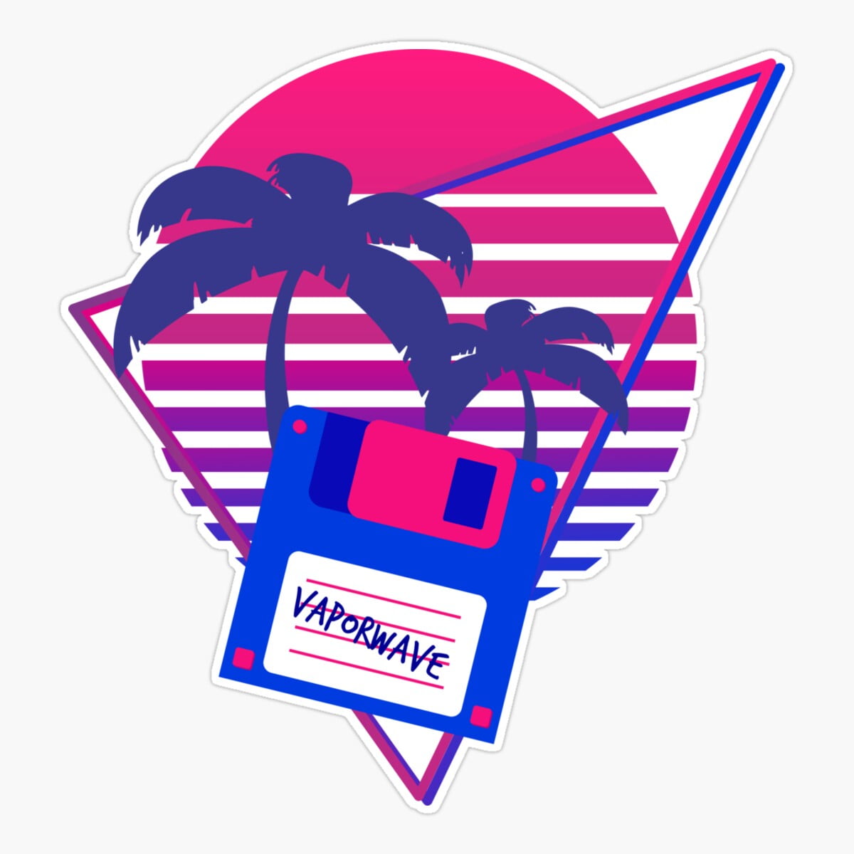 Onim 90S Vaporwave Sunset Floppy Disk In Outrun Synthwave Style Sticker ...