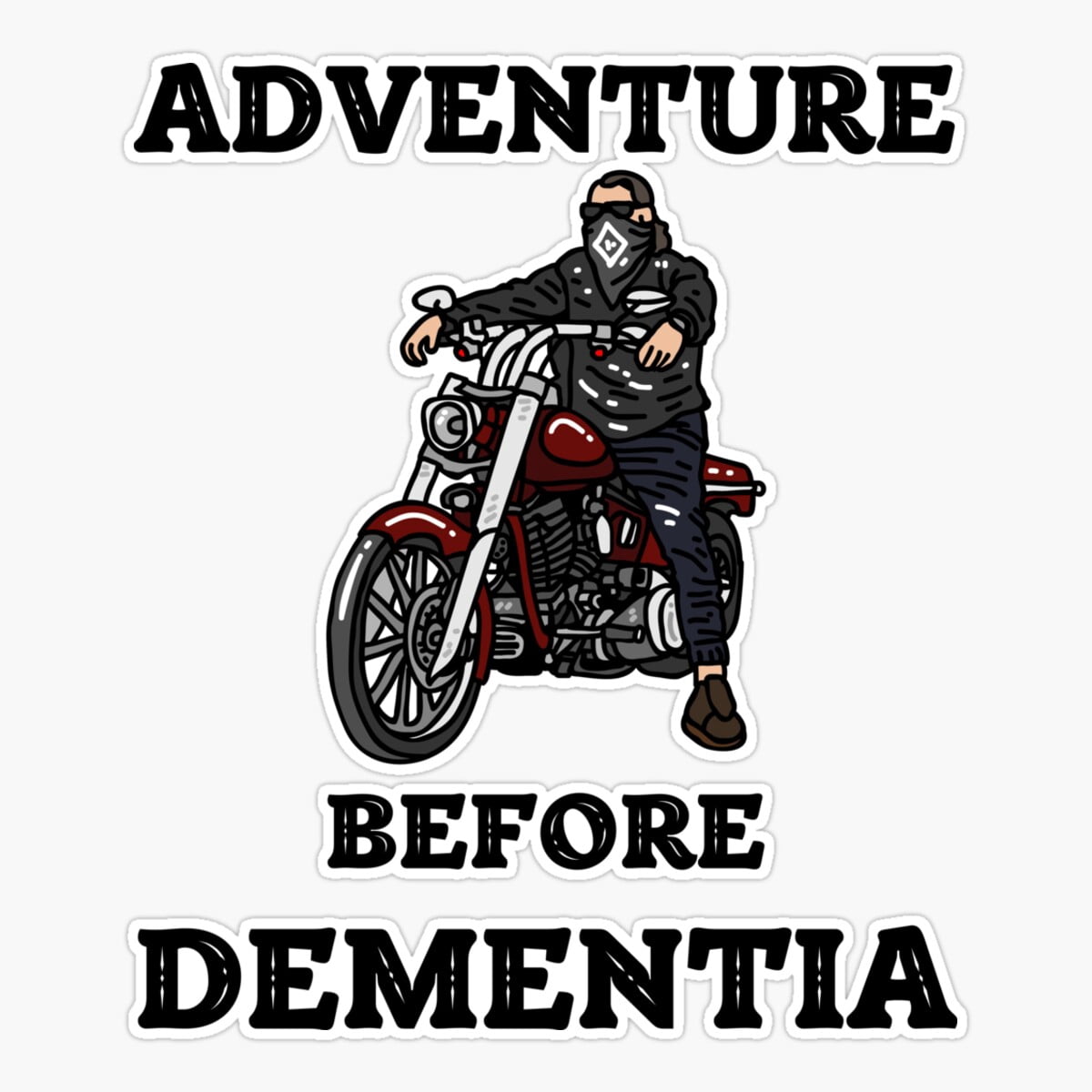 Onim Adventure Before Dementia Motorbike Rider Motorcycle Sticker ...