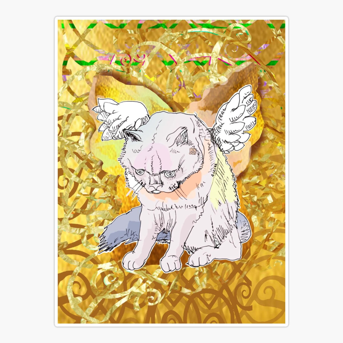 Onim Angelic White Vanda Cat (Original Drawing By Acci) Sticker, Phone ...
