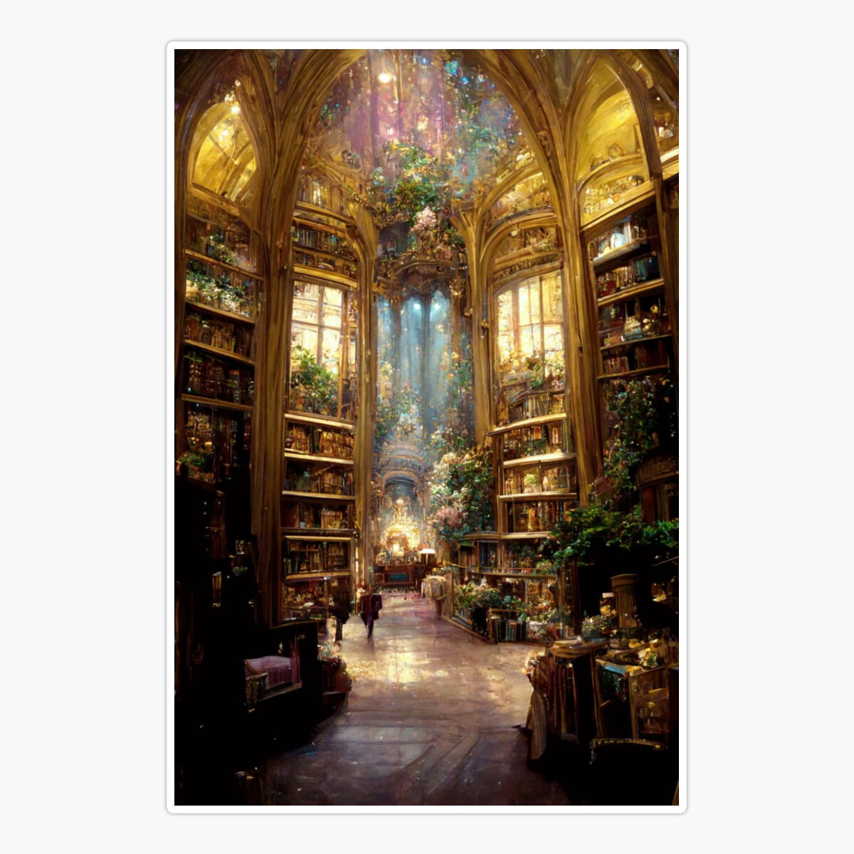 Onim Antique Faerie Library Conservatory Sticker, Phone Decal Water ...