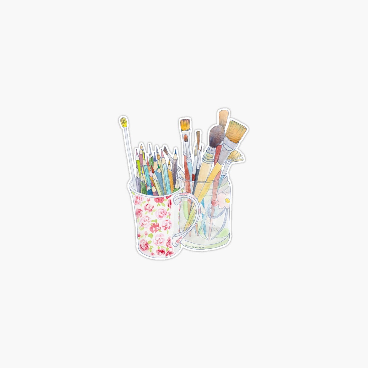 Onim Art Tools: Pencils And Brushes Sticker, Phone Decal Water Bottle ...