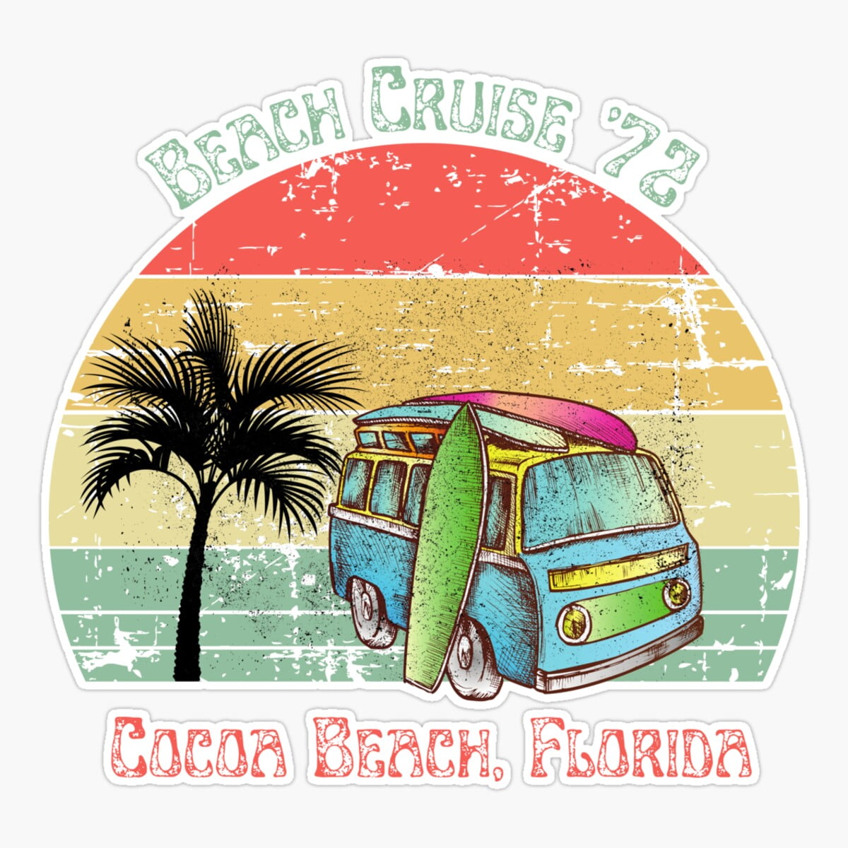 Onim Beach Cruise Retro Sticker, Phone Decal Water Bottle Stickers Car ...