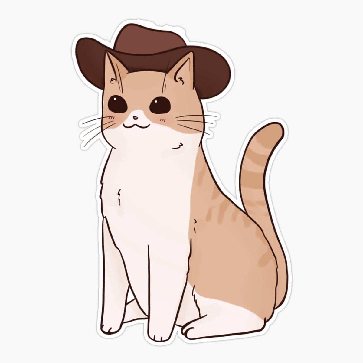 Onim Beige Cowboy Cat Sticker, Phone Decal Water Bottle Stickers Car ...