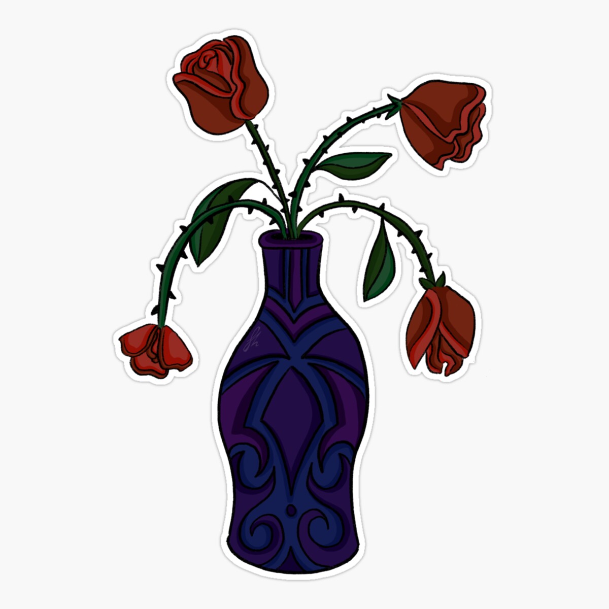 Onim Bouquet Of Roses // Dark Academia Aesthetic // Handdrawn Sticker ...