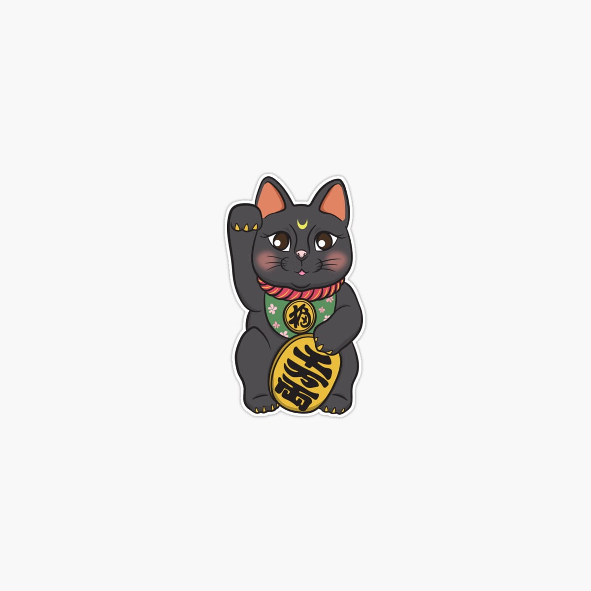 Onim Cute Japanese Maneki neko - Sailor moon Sticker - Walmart.com