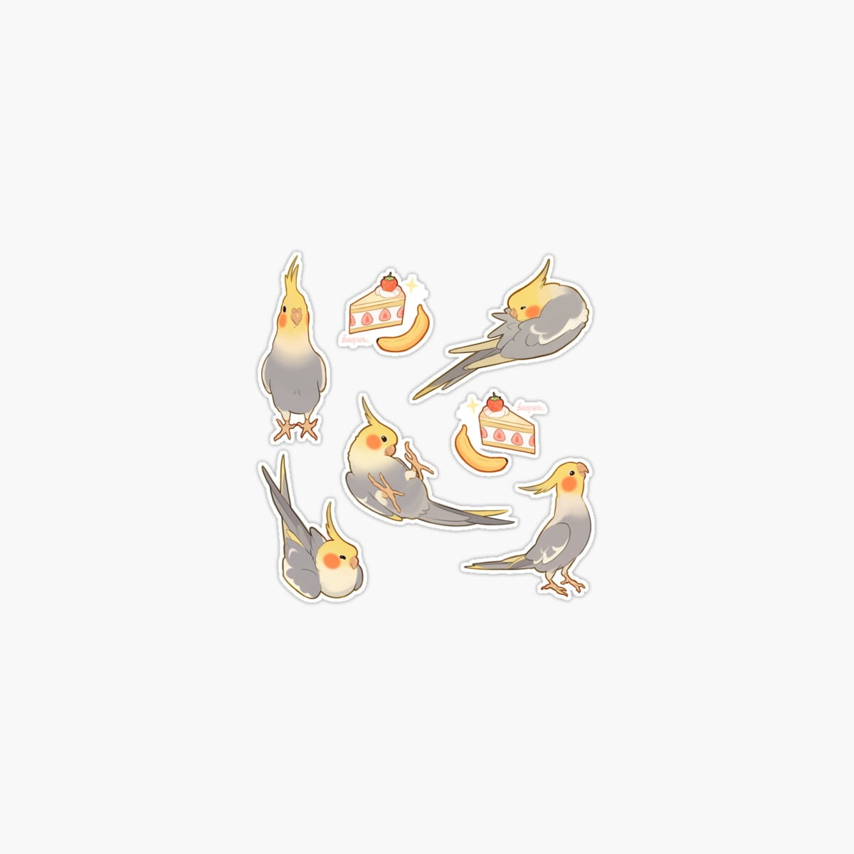 Onim Cute Tiels - Grey Version Sticker, Phone Decal Water Bottle ...