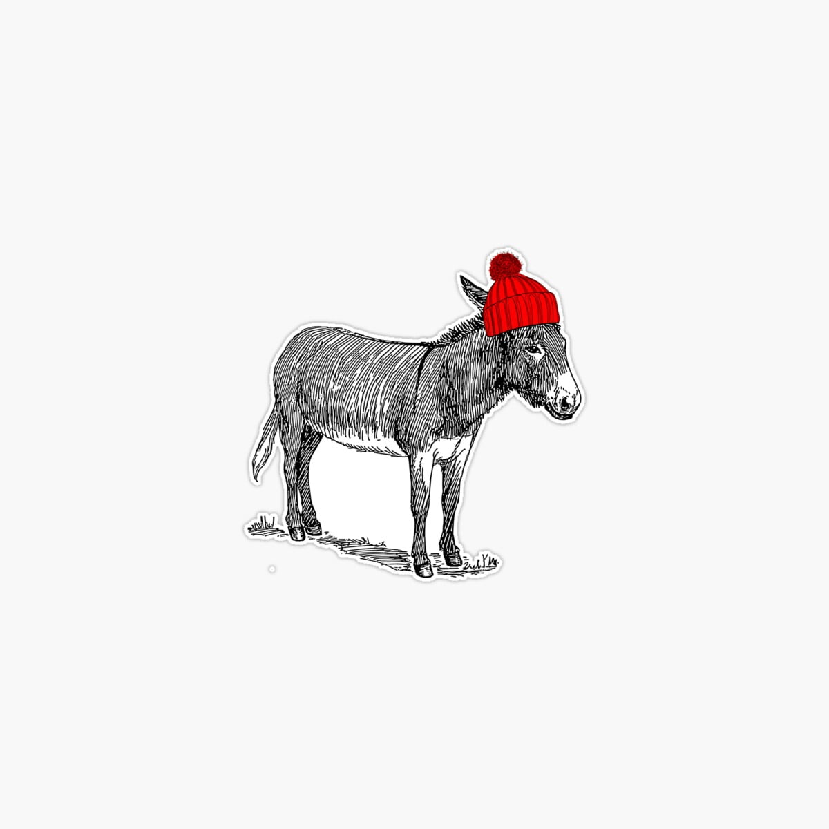 Onim Donky Mule Burro wearing a beanie hat. Sticker - Walmart.com