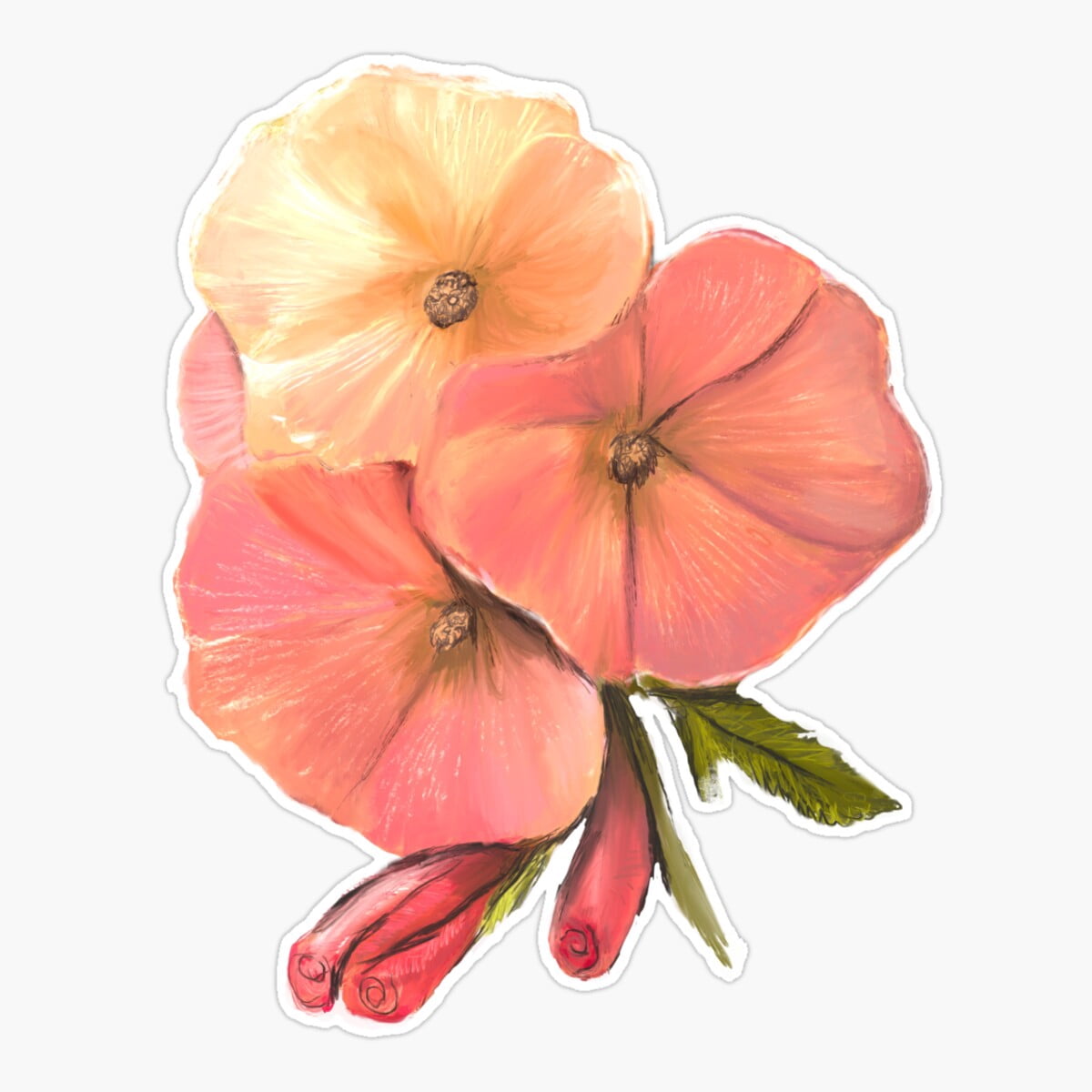 Onim Enchanting Common Hollyhocks: A Blossom Of Summer Beauty Sticker ...