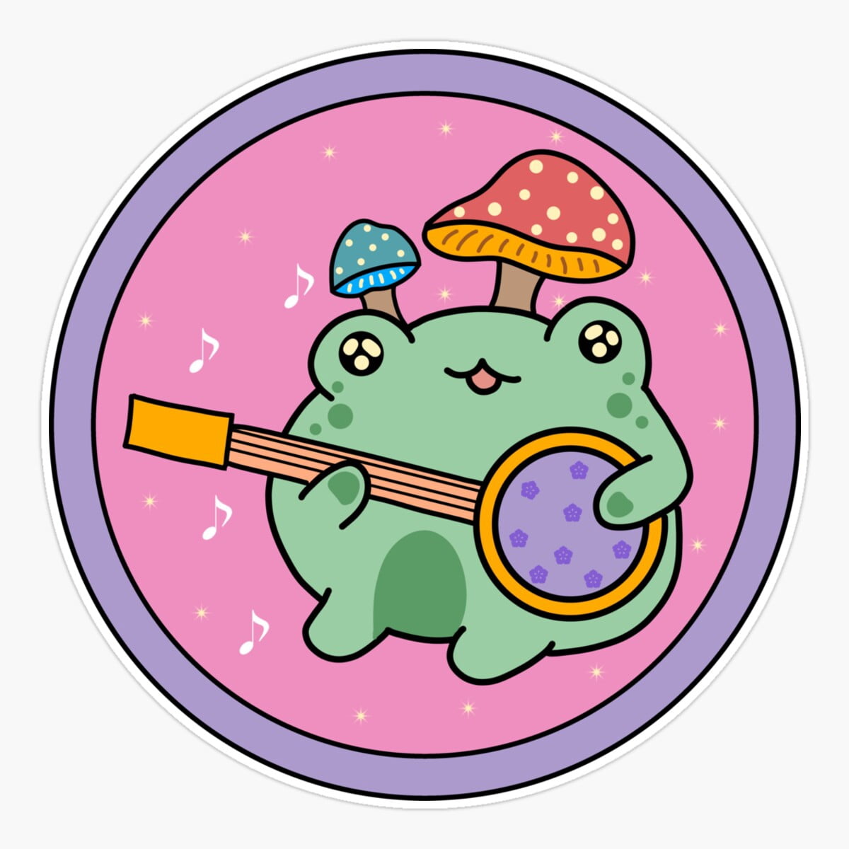 Onim Frog Playing Banjo Sticker, Phone Decal Water Bottle Stickers Car ...