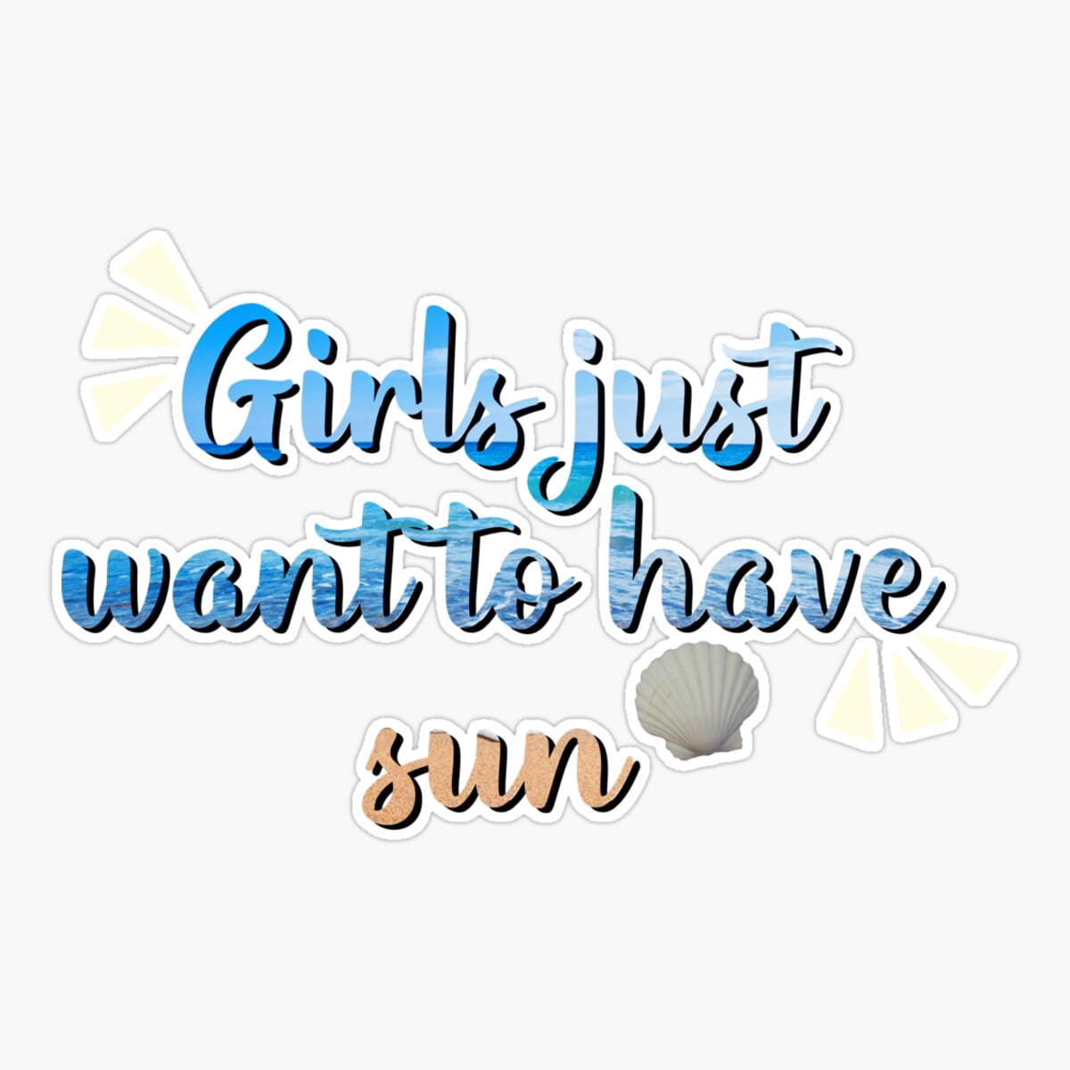 Onim Girls Just Want To Have Sun Sticker, Phone Decal Water Bottle ...