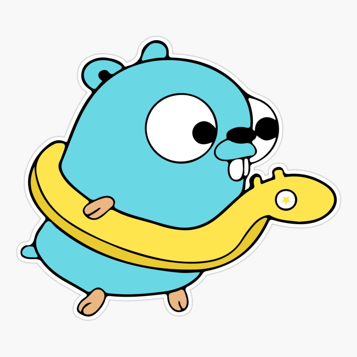 Onim Golang Gopher Go Swim Sticker, Phone Decal Water Bottle Stickers ...