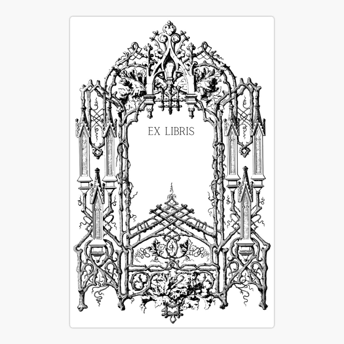 Onim Gothic Frame Ex Libris Sticker, Phone Decal Water Bottle Stickers ...