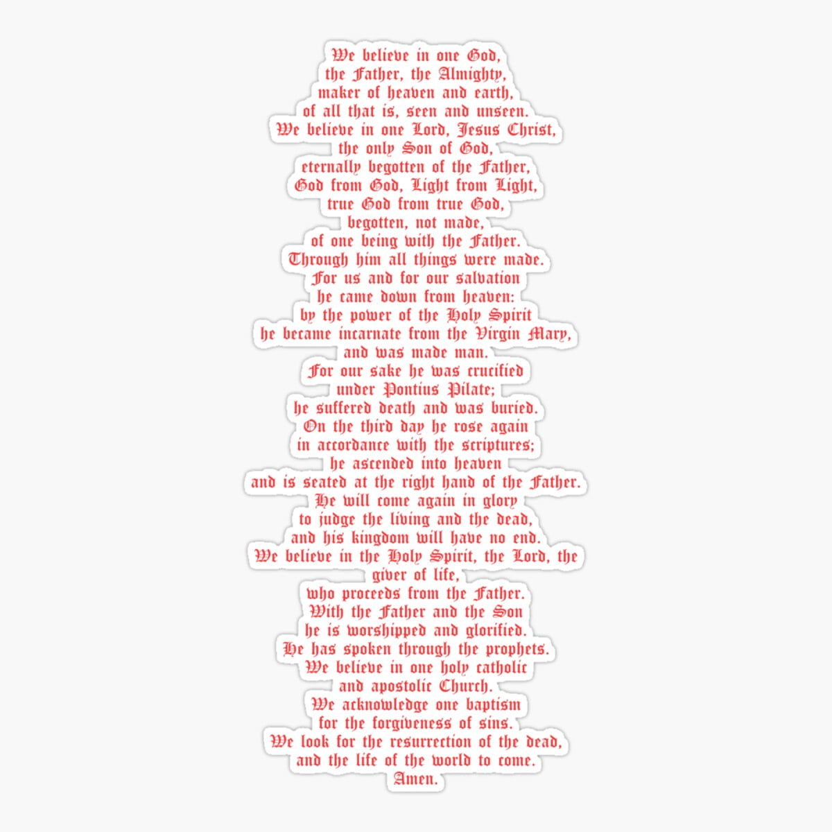 Onim Gothic Nicene Creed Sticker, Phone Decal Water Bottle Stickers Car ...