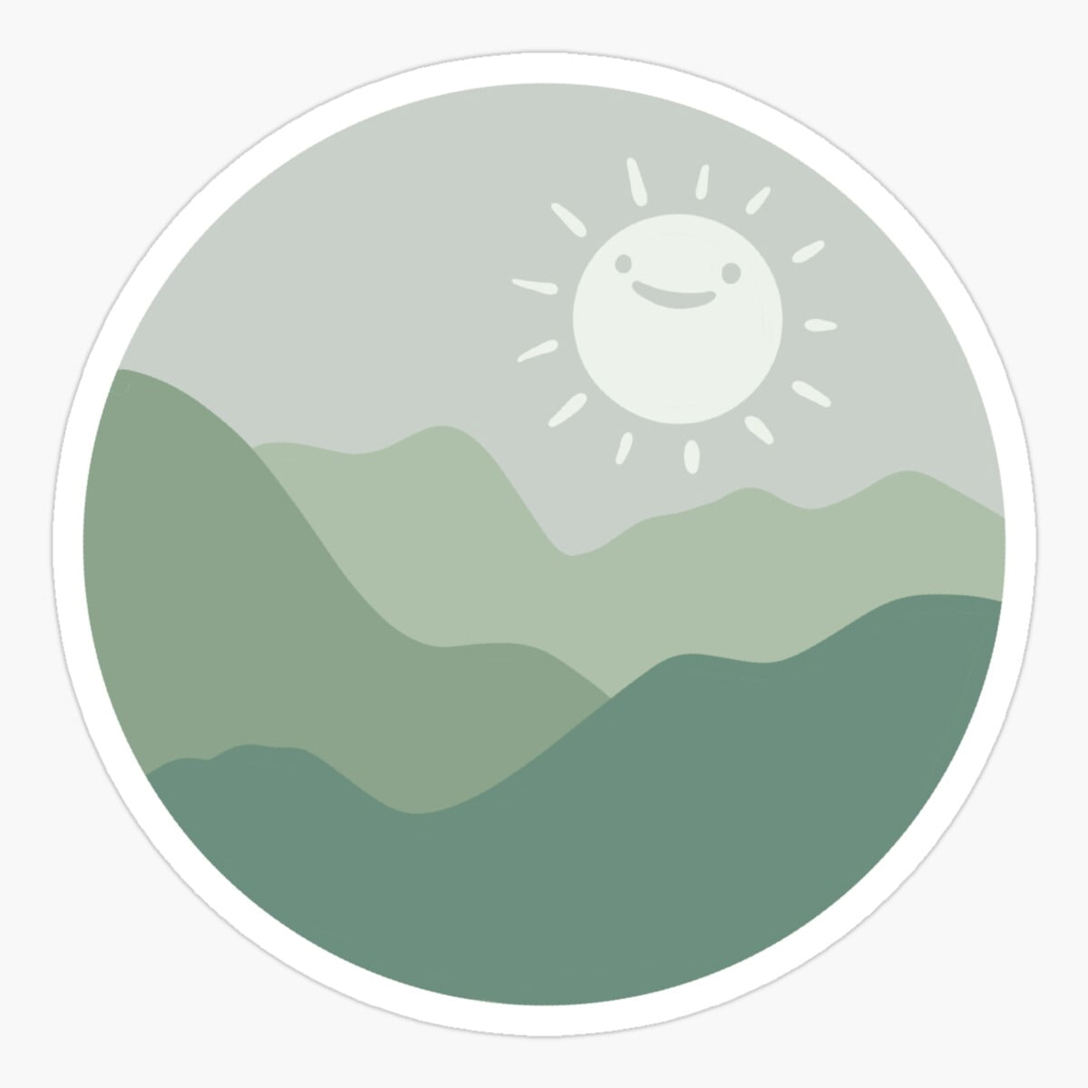 Onim Happy Sun Green Mountains Sticker, Phone Decal Water Bottle ...