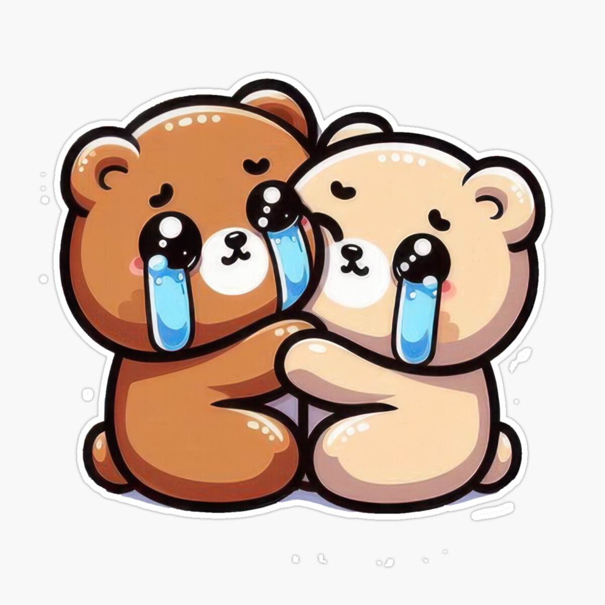 Onim Heartwarming Hug: Sad Bear Duo Sticker, Phone Decal Water Bottle ...
