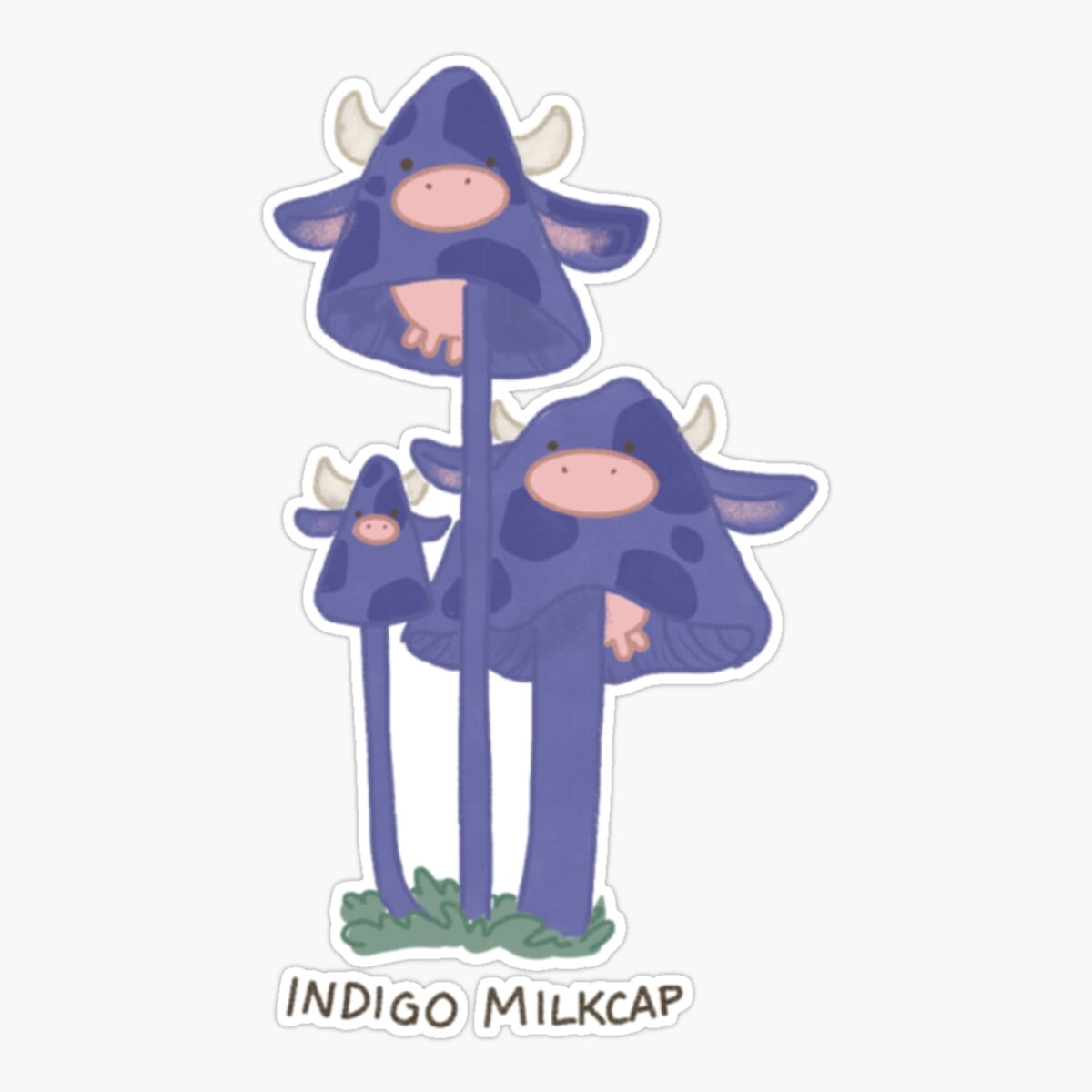 Onim Indigo Milk Cap Mushroom Sticker, Phone Decal Water Bottle ...
