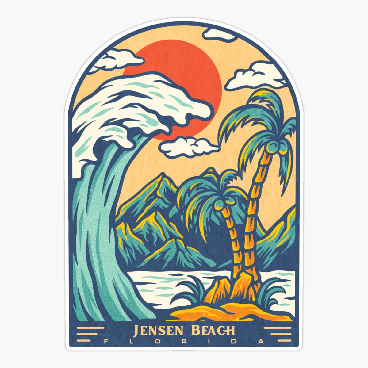 Onim Jensen Beach Palm Sun Sticker, Phone Decal Water Bottle Stickers ...