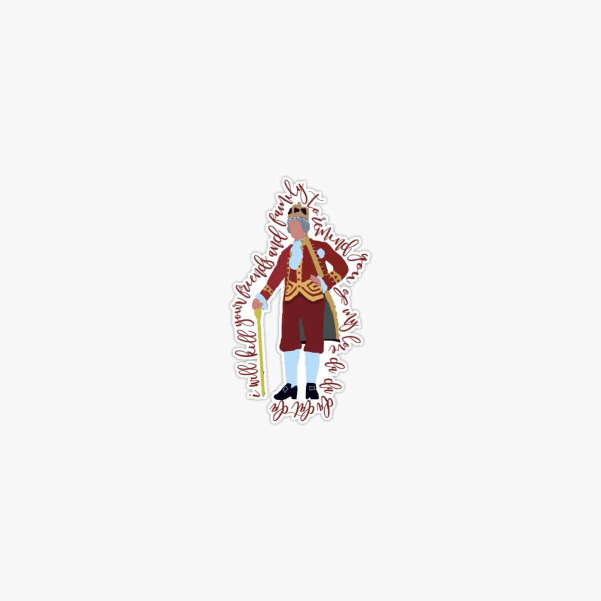 Onim King George - Hamilton Sticker, Phone Decal Water Bottle Stickers ...
