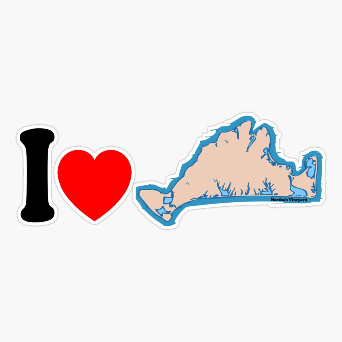Martha's Vineyard Massachusetts Vinyl Sticker - Waterproof 5" Bumper Sticker, Laptop Decal, Vineyard Vines Style