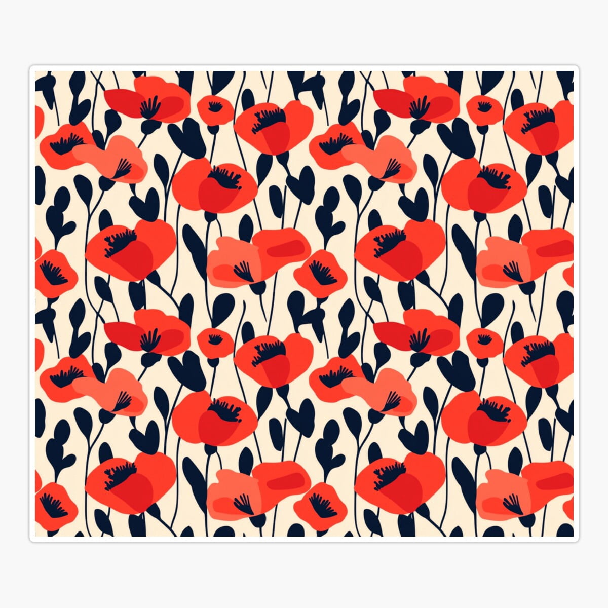 Onim Modern Poppy Pattern Sticker, Phone Decal Water Bottle Stickers ...