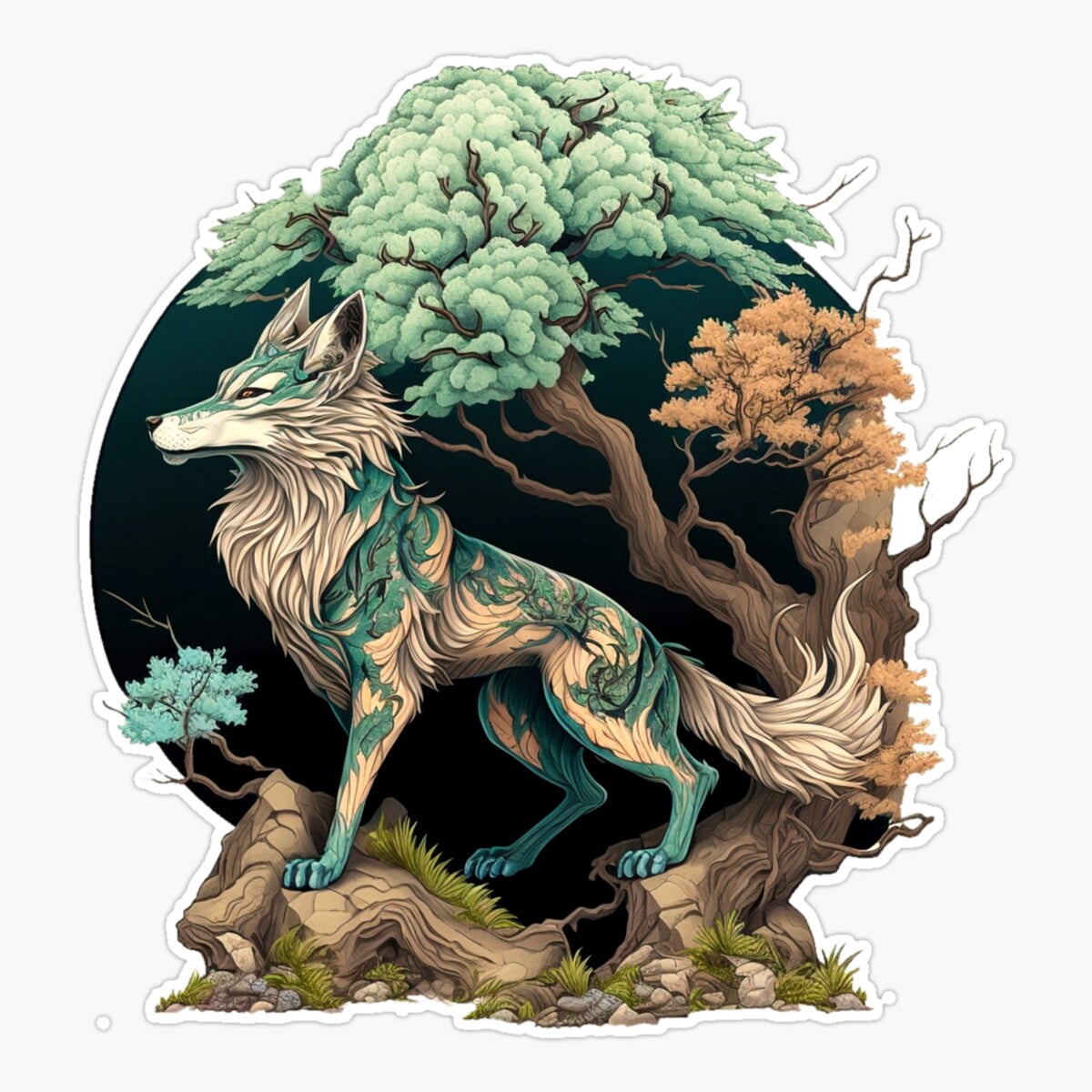 Onim Mythological Loup Sticker, Phone Decal Water Bottle Stickers Car ...